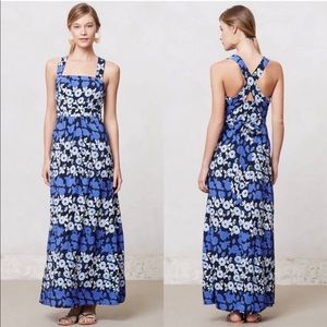 Anthropologie Maeve Blue Floral Maxi Summer Dress